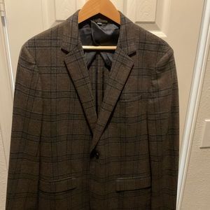 Mens Brown Plaid Bonobos Blazer 42L Slim Fit
